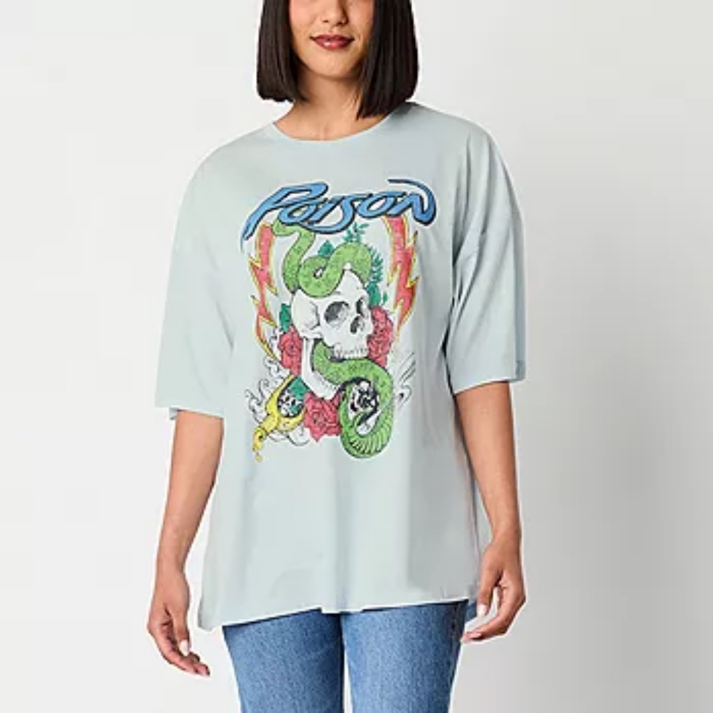 E Poison Oversized Tee Womens Crew Neck Short Sleeve Graphic T-Shirt
